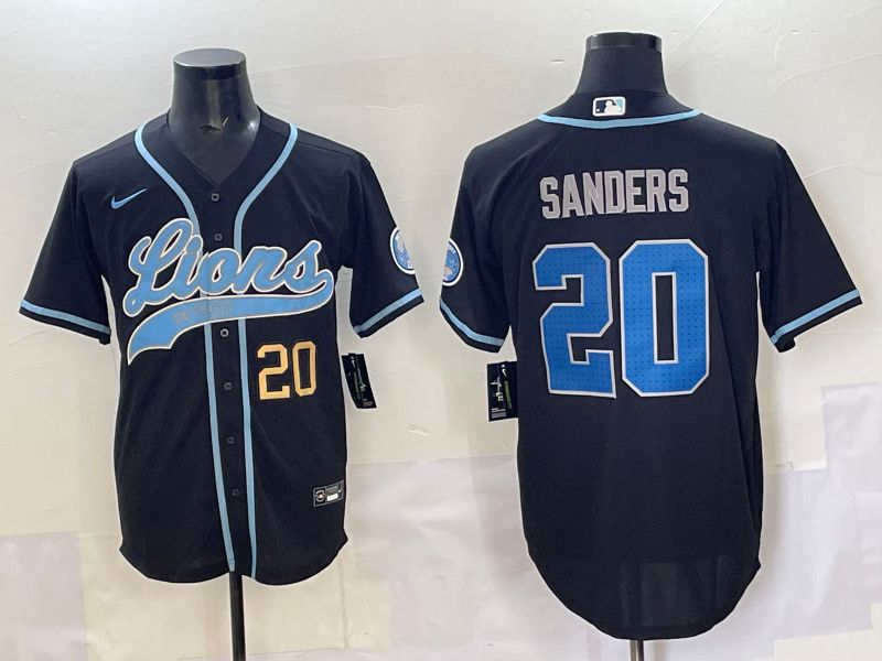 Men 2025 Detroit Lions 20 Sanders Black joint name 2024 Nike Limited NFL Jersey style 2